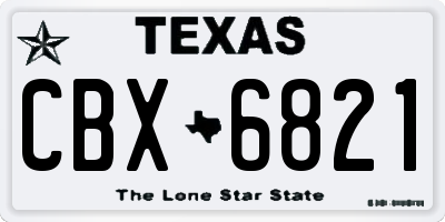 TX license plate CBX6821