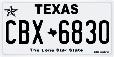 TX license plate CBX6830