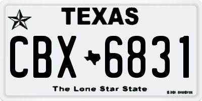 TX license plate CBX6831