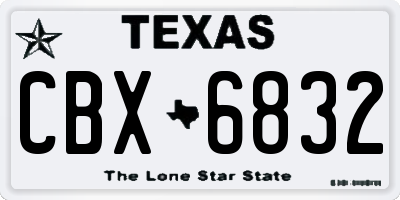 TX license plate CBX6832