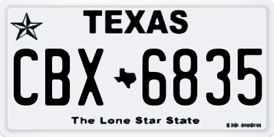 TX license plate CBX6835