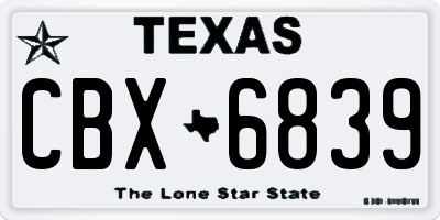 TX license plate CBX6839