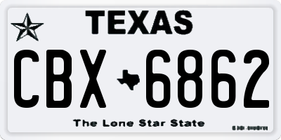 TX license plate CBX6862