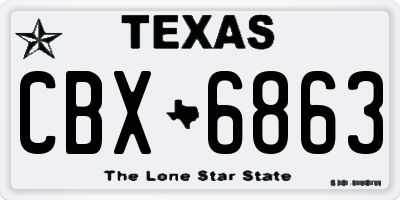 TX license plate CBX6863
