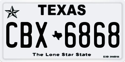 TX license plate CBX6868