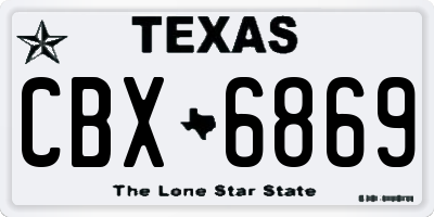 TX license plate CBX6869