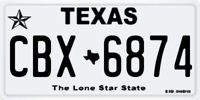 TX license plate CBX6874