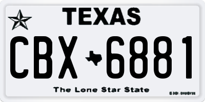 TX license plate CBX6881