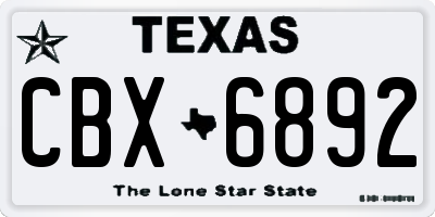 TX license plate CBX6892