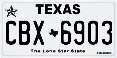 TX license plate CBX6903