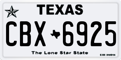 TX license plate CBX6925