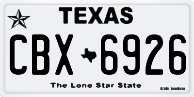 TX license plate CBX6926