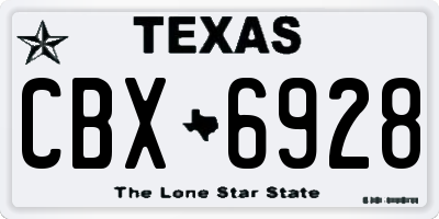TX license plate CBX6928