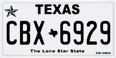 TX license plate CBX6929