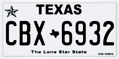 TX license plate CBX6932