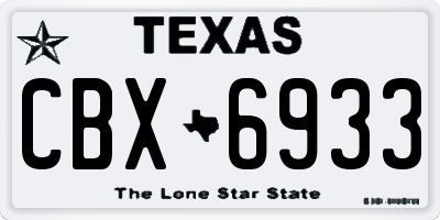 TX license plate CBX6933