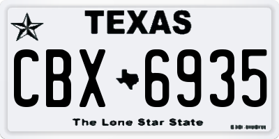 TX license plate CBX6935
