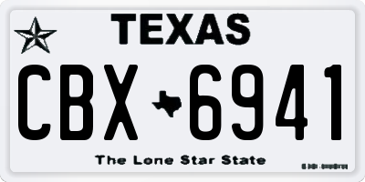 TX license plate CBX6941