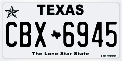 TX license plate CBX6945
