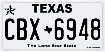 TX license plate CBX6948