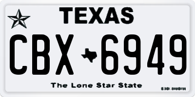 TX license plate CBX6949