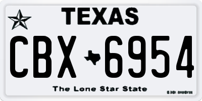 TX license plate CBX6954