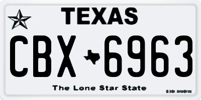 TX license plate CBX6963