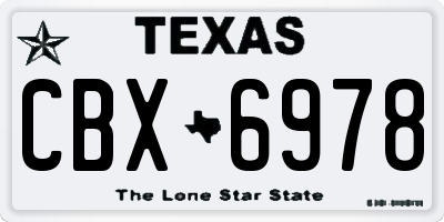 TX license plate CBX6978