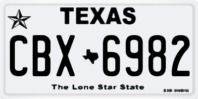 TX license plate CBX6982