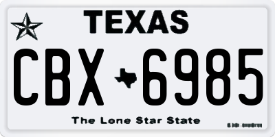 TX license plate CBX6985