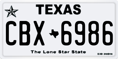 TX license plate CBX6986