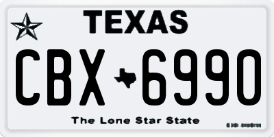 TX license plate CBX6990