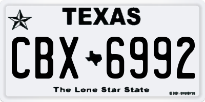 TX license plate CBX6992
