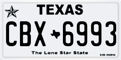 TX license plate CBX6993
