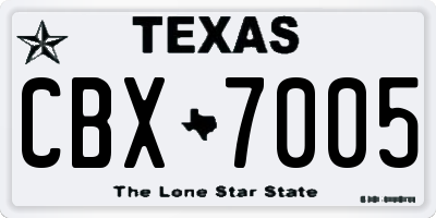 TX license plate CBX7005