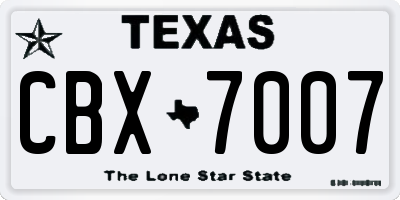 TX license plate CBX7007