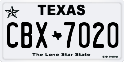 TX license plate CBX7020