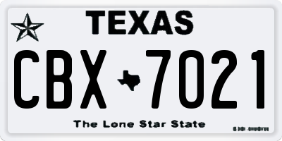 TX license plate CBX7021