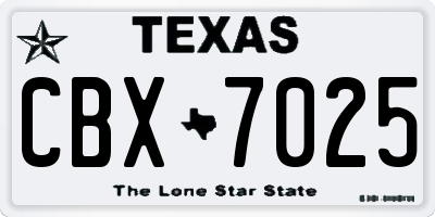 TX license plate CBX7025