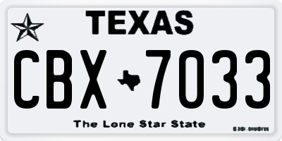 TX license plate CBX7033