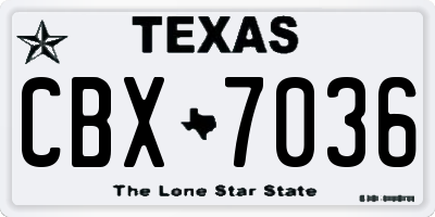 TX license plate CBX7036