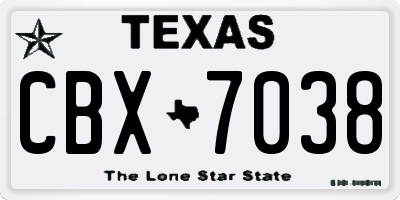 TX license plate CBX7038