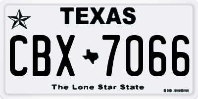 TX license plate CBX7066