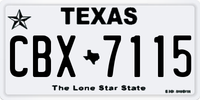 TX license plate CBX7115