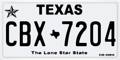 TX license plate CBX7204