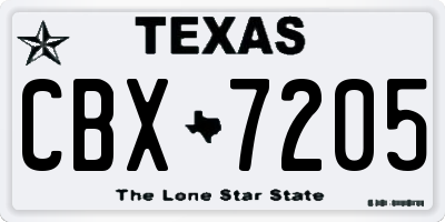 TX license plate CBX7205