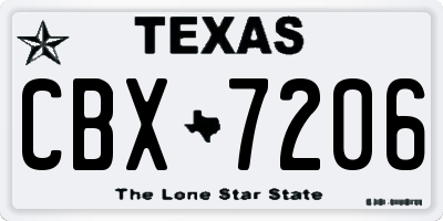 TX license plate CBX7206