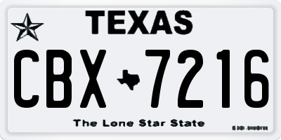 TX license plate CBX7216