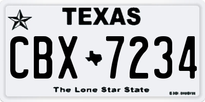 TX license plate CBX7234