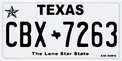 TX license plate CBX7263